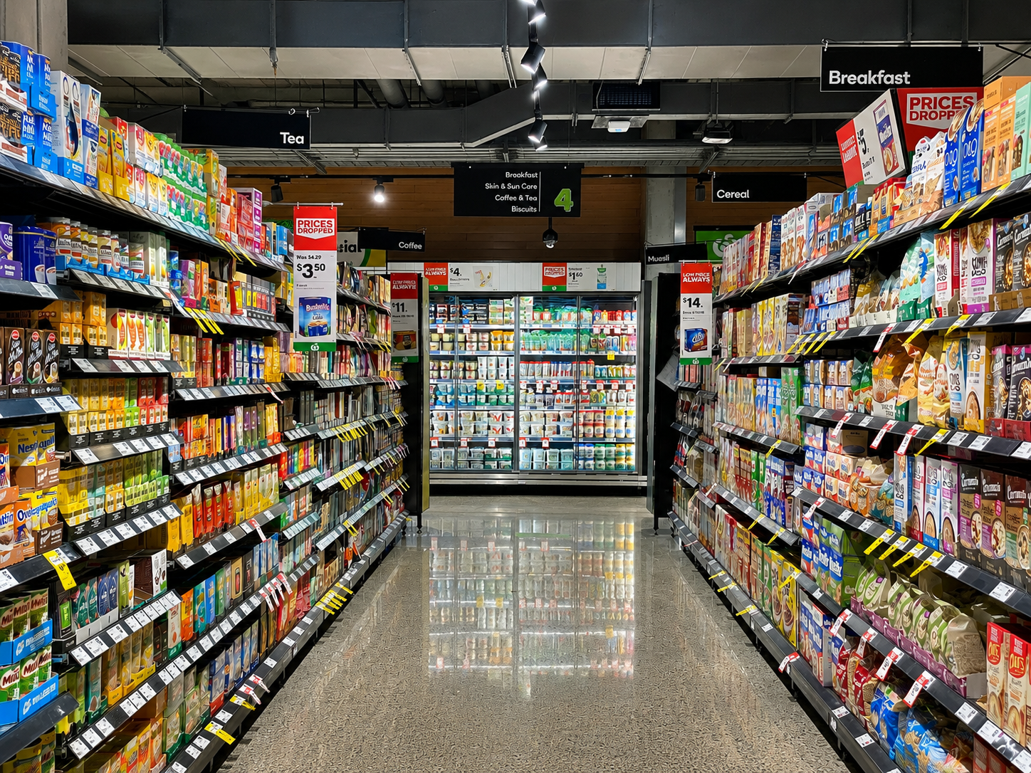 Kothari's Super Market store front and produce section